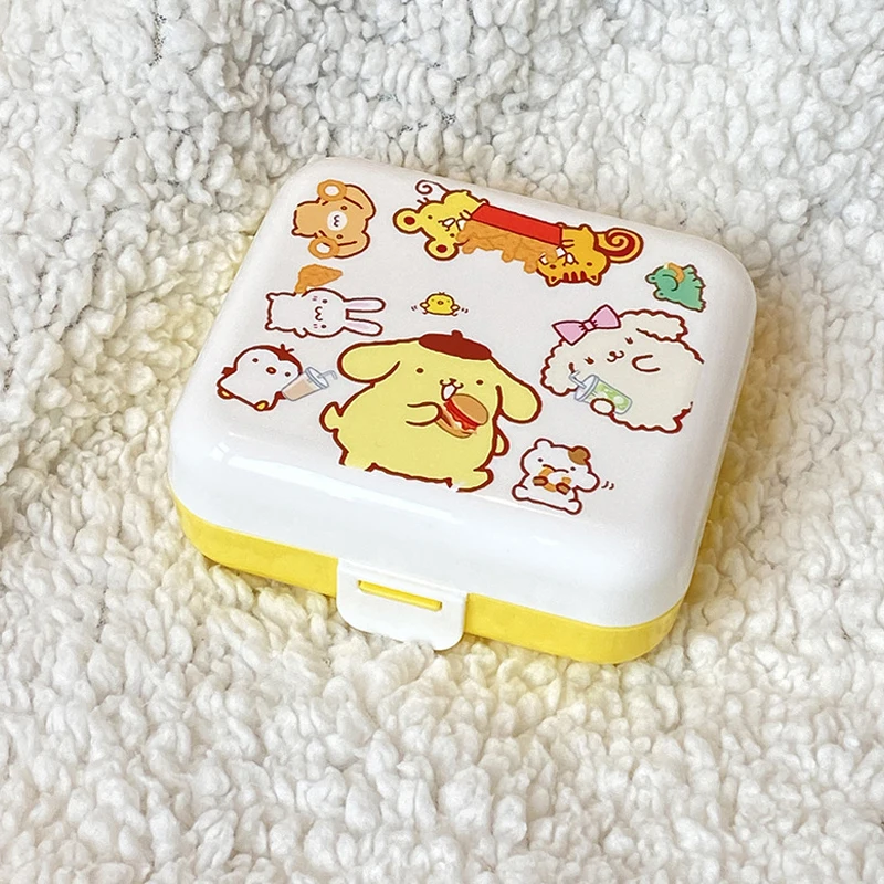 Sanrio Pompom Purin Storage Box Cartoon Kt Cat Flip Cover Cotton Swabs Cotton Pads Stationery Jewellery Organisation Gifts