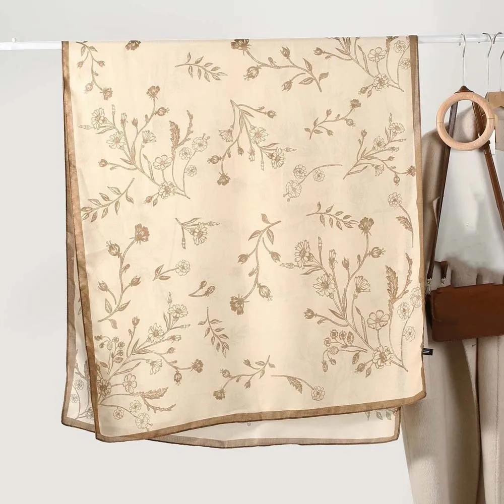 

Дышащий женский шарф с цветочным принтом, длинный тонкий большой платок с рисунком птицы, полиэстер, впитывающий пот, солнцезащитный платок для девочек