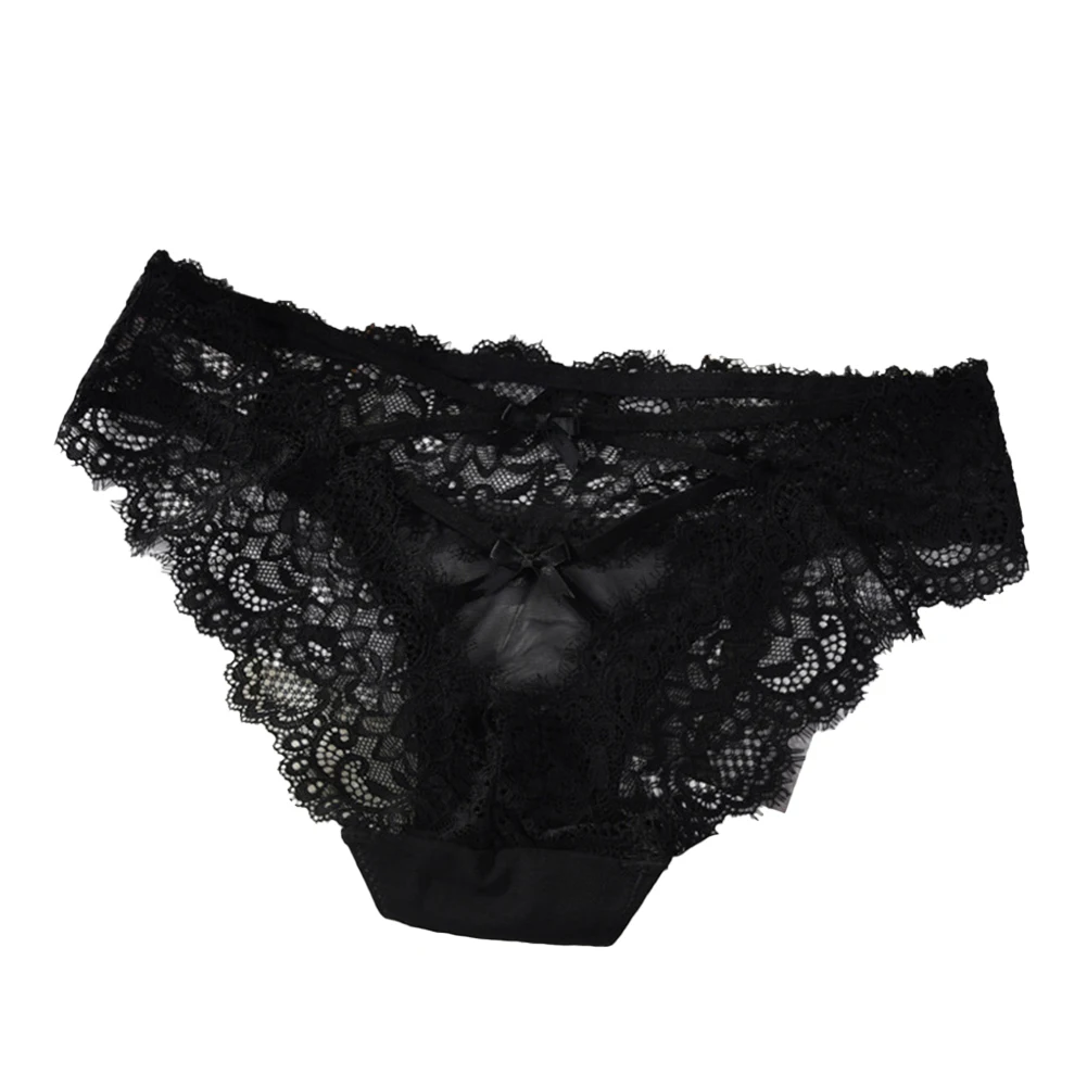 Womens New Sexy Lace Bow Panties Breathable Low Waist Briefs