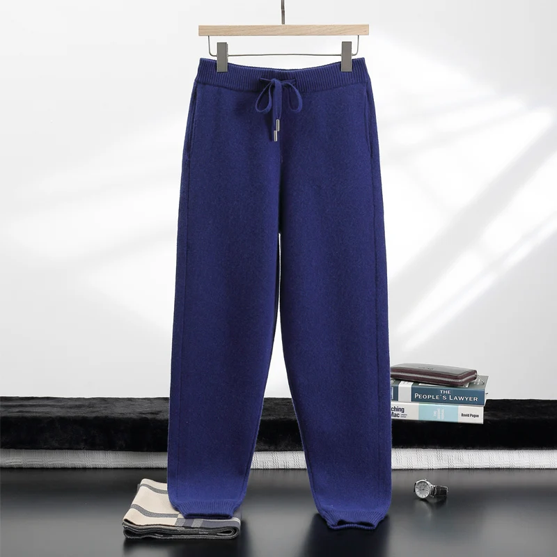 New 100% Cashmere Suit For Men Knitted Hooded Cardigan And Jogger Pants Two-Piece Set Thickened Casual Comfortable Sports Suit view 6