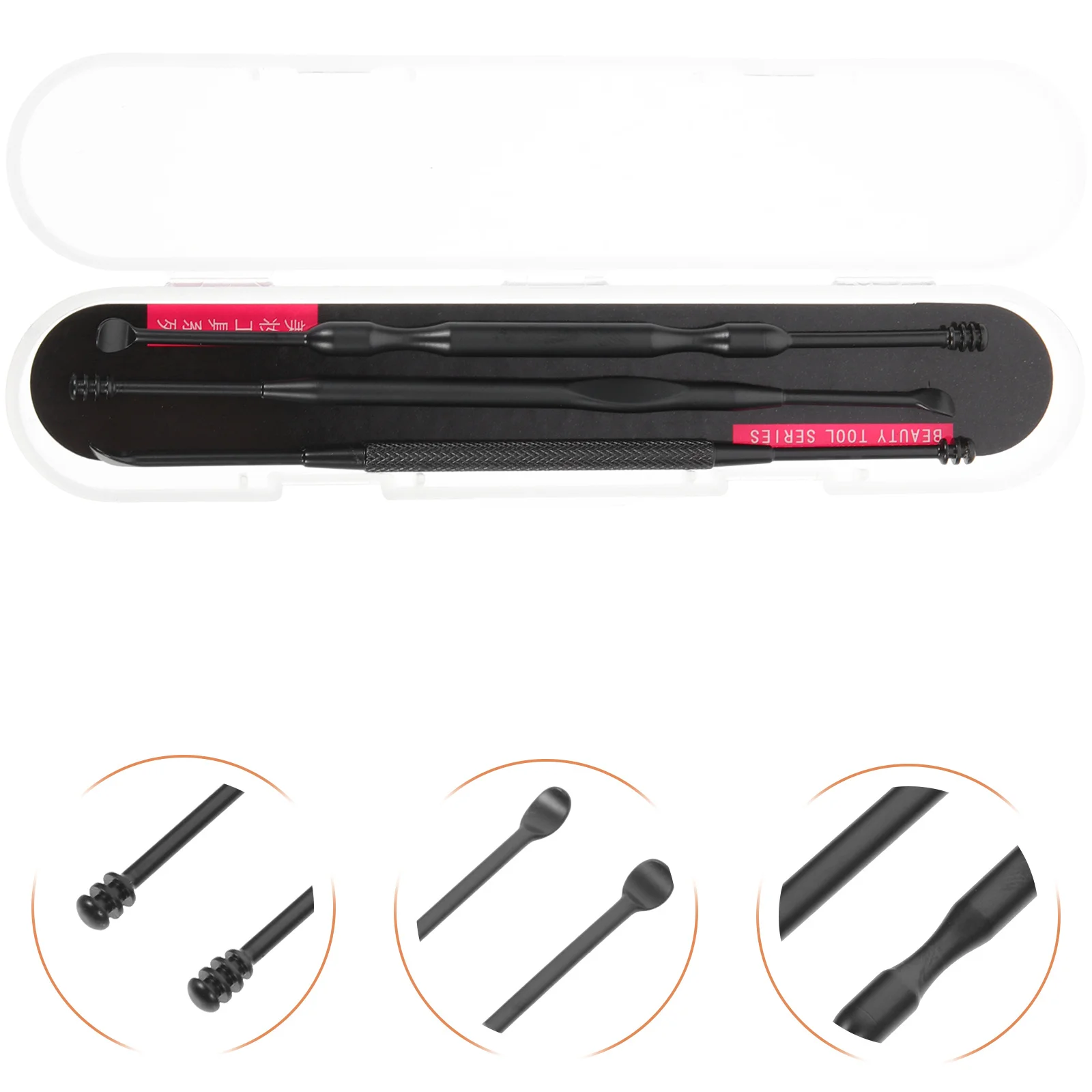 

NOLITOY 1 Set Ear Wax Removal Drops Tool with Stainless Steel Spoon Black PP Ear Cleaner Oil Car Diffuser Accessory