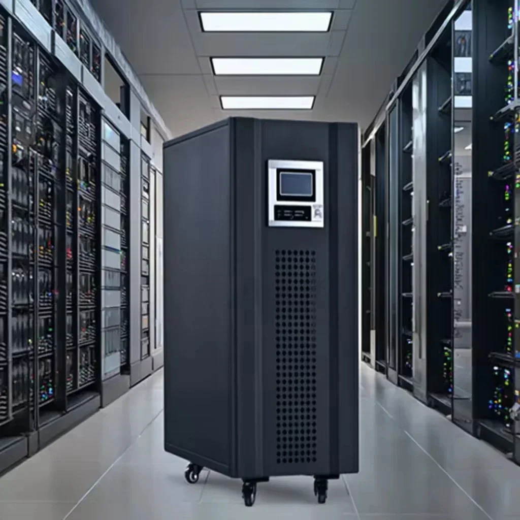 UPS عبر الإنترنت بقدرة 100 كيلو فولت أمبير مع شاشة LED، وبطارية من الرصاص الحمضية لموجة جيبية نقية منخفضة التردد ثلاثية الطور، ودعم جهاز التحكم عن بعد