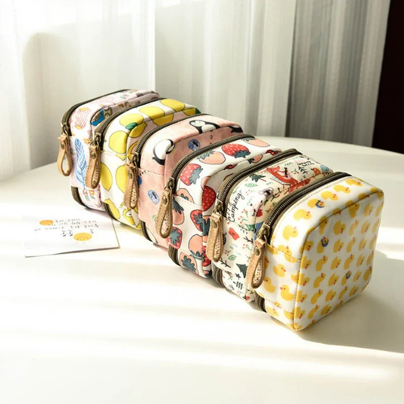 1pc Women Tampon Storage Bag Penguin Strawberry Flower Pattern Sanitary Pad Pouch Girls Cosmetic Bag