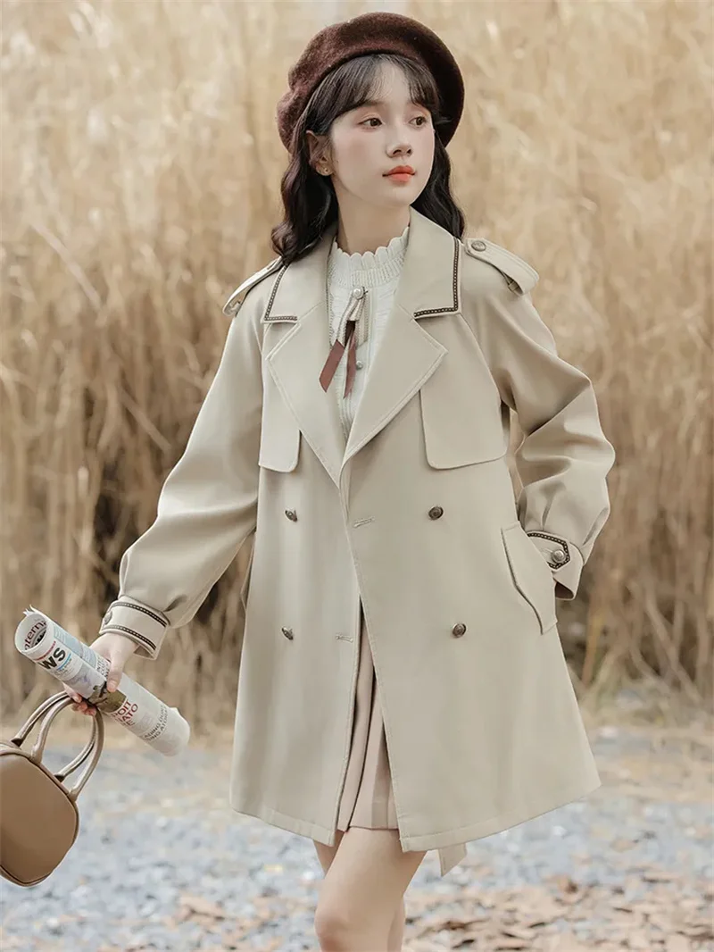 

Korean Version Of Petite British Style High-end Windbreaker Jacket For Women's Spring New Style Spliced Temperament Top Trend