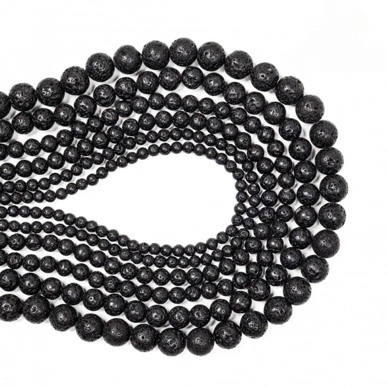 

4/6/8/10mm Beads Natural Lava Stone black Volcanics Round Spacer Loose Bead for Jewelry Making Necklace Bracelets Accessories