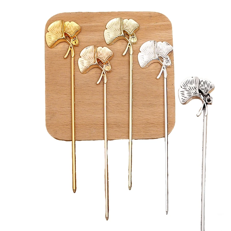 BoYuTe Alloy Ginkgo Leaf Hair Sticks Handmade Materials Factory Supply Diy Jewelry Accessories and Components