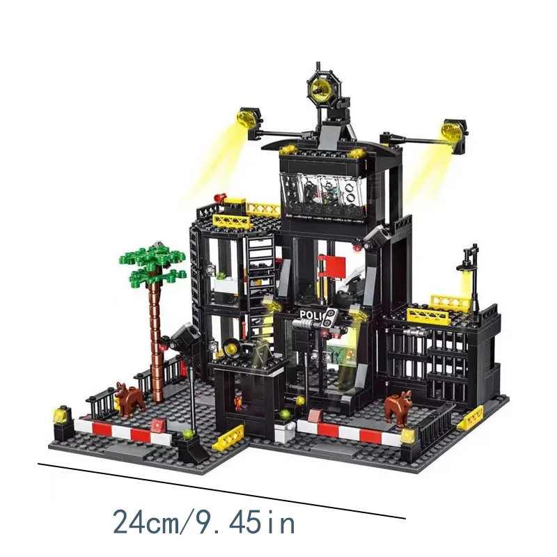 1000PCS building block set, Black police building, car and airplane building block decoration, birthday/Halloween/festival gift