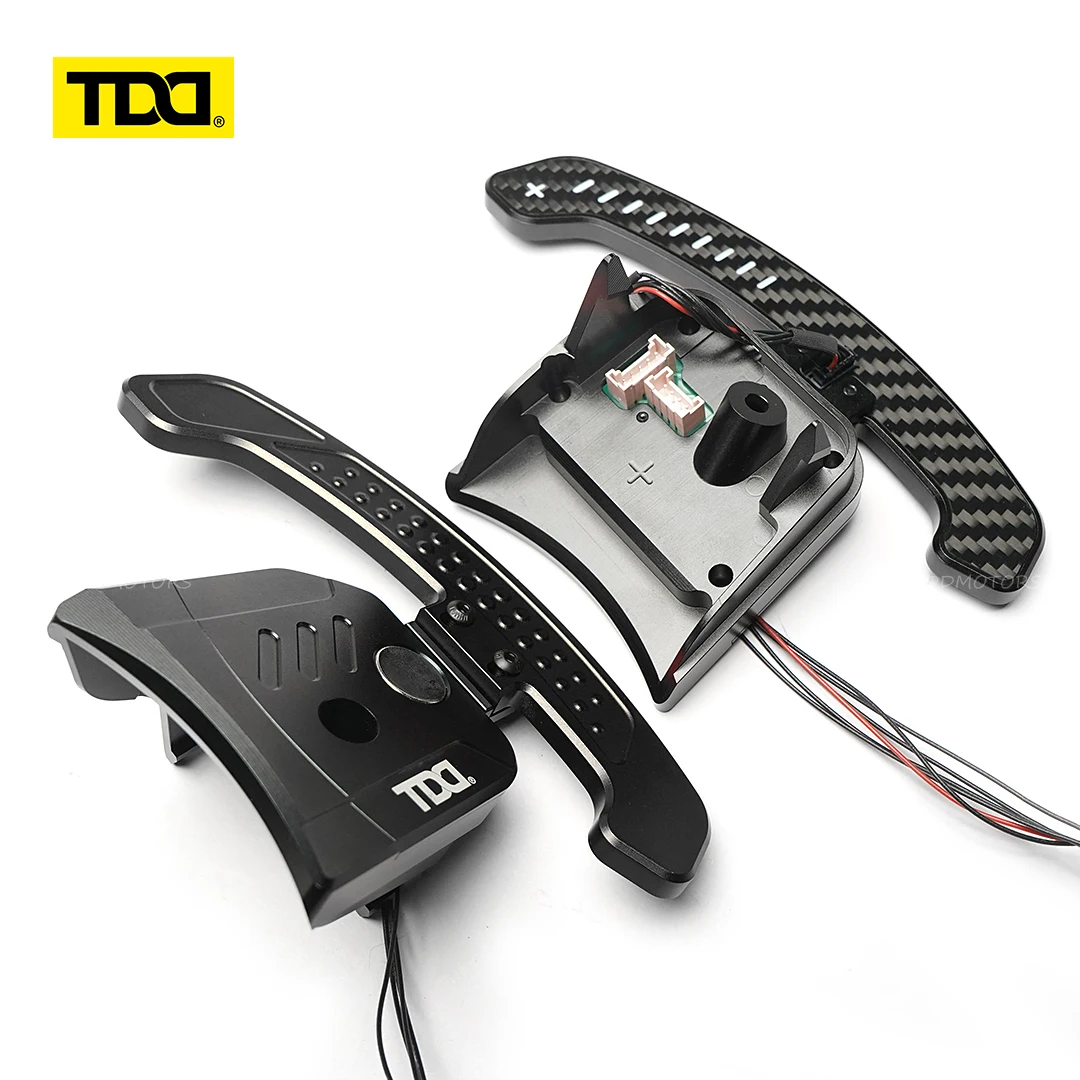 TDD Carbon Fiber Steering Wheel LED Magnetic Shift Paddle For Abarth Fiat 500 New Multi Color Shift Paddles