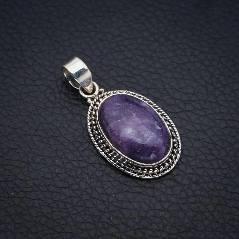 StarGems Purple Lepidolite  Handmade 925 Sterling Silver Pendant 1.5