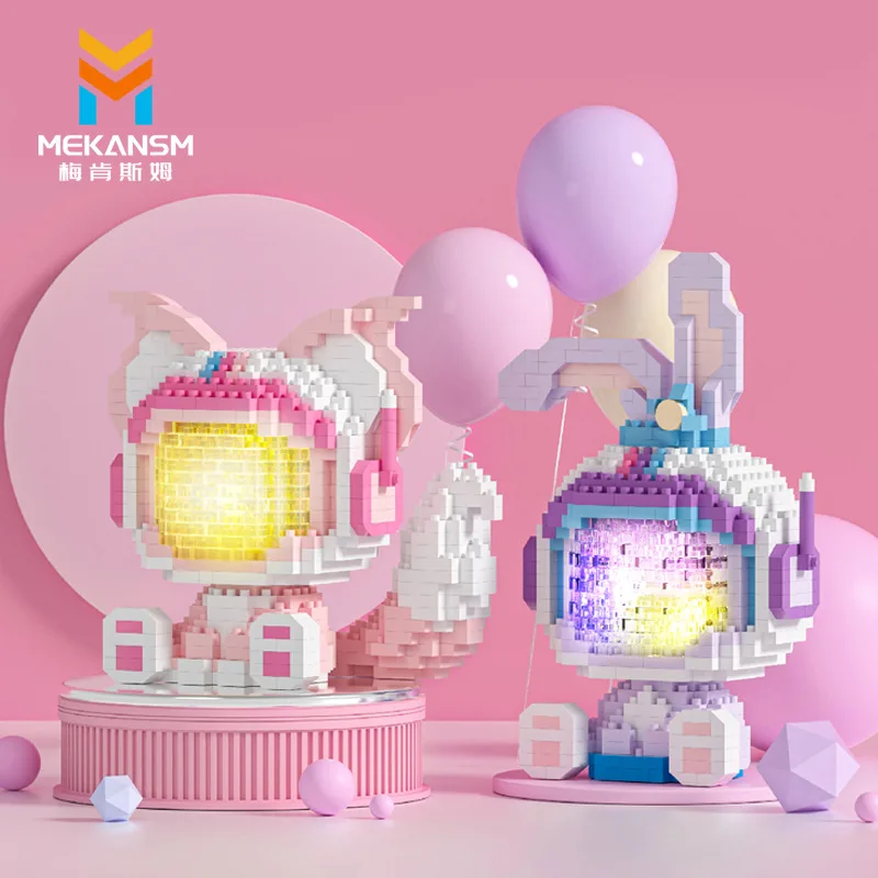 Disney Linabell Micro Building Blocks Lighting Space Stellalou Duffy Gelatoni DIY Model Mini Brick Toys For Kids Birthday Gift