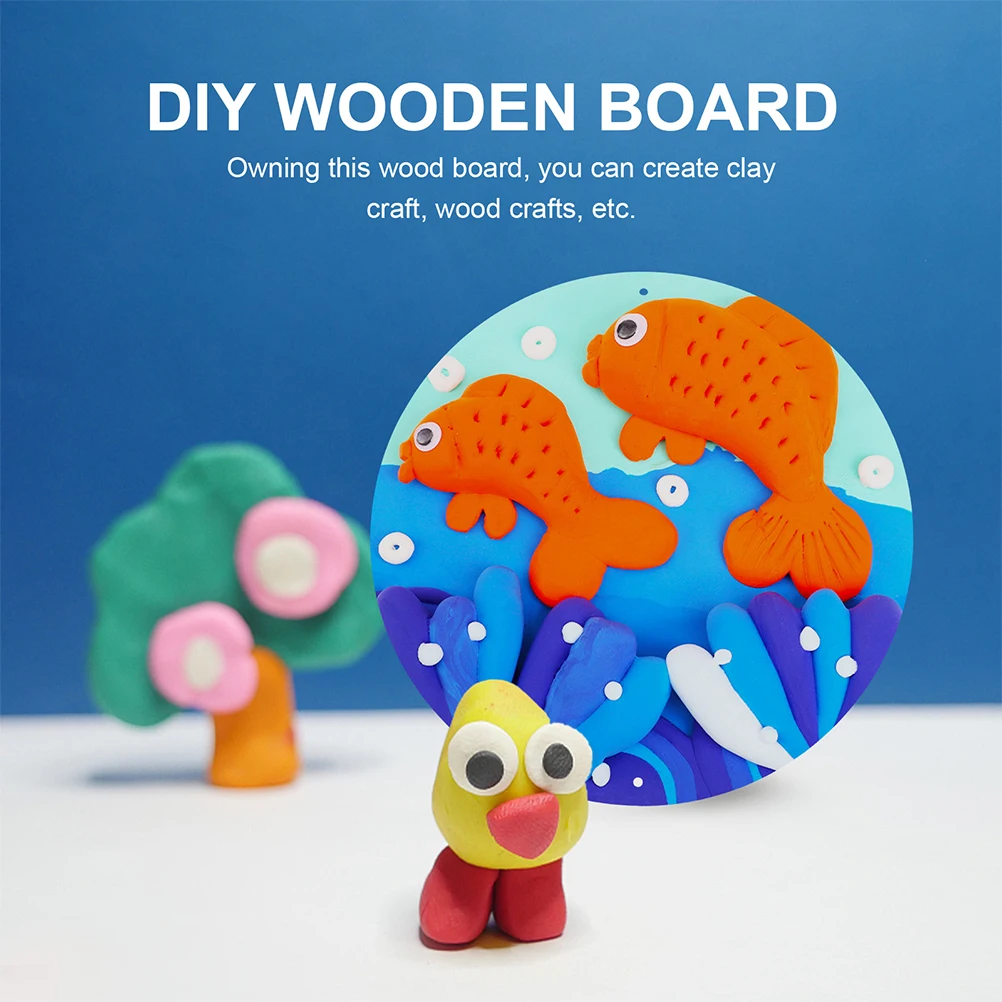 

2Pcs Round Wooden Clay Boards DIY Craft Accessories Carving H made Painting Plank Smooth Edges Thick Firm High Density