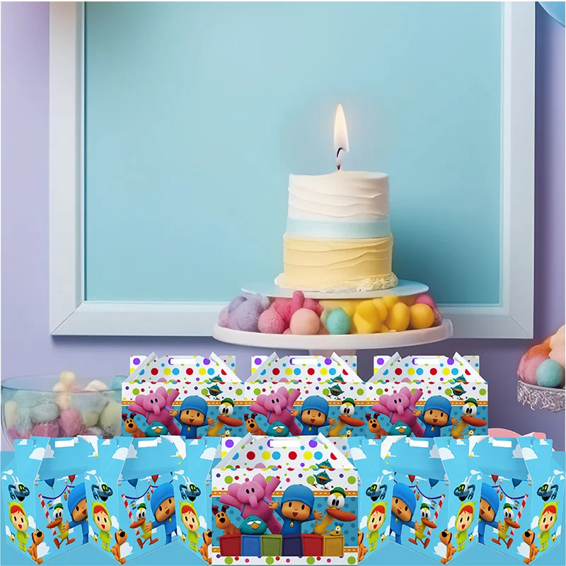 Pocoyo Party Decorations 10pcs Paper Cookie Candy Gifts Box for Pocoyo Themed Baby Shower Kids Birthday Parties Favor Supplies