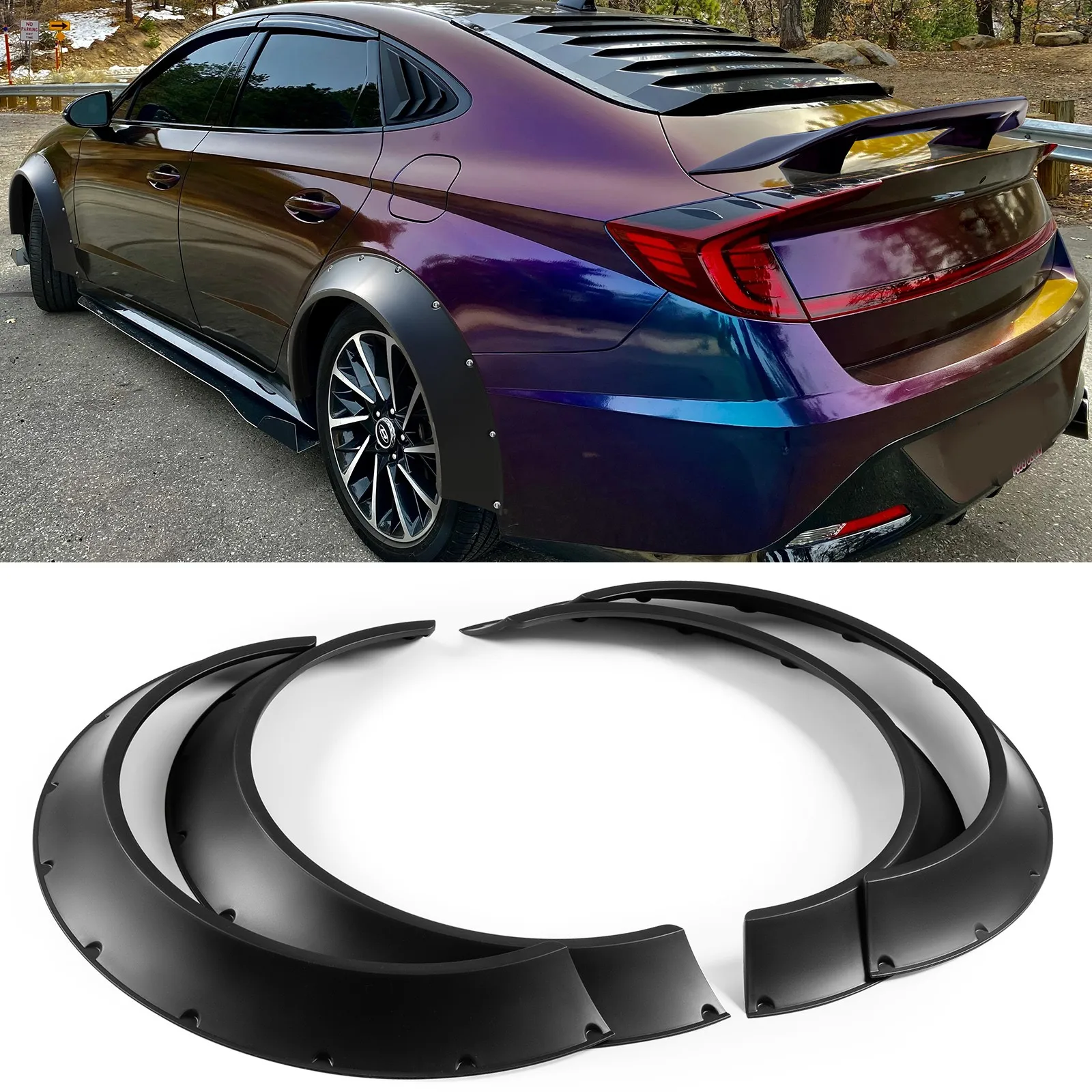 

For Hyundai Sonata Flexible Fender Flares Wheel Arch Extra Wide Body Kit 4.5” ×4