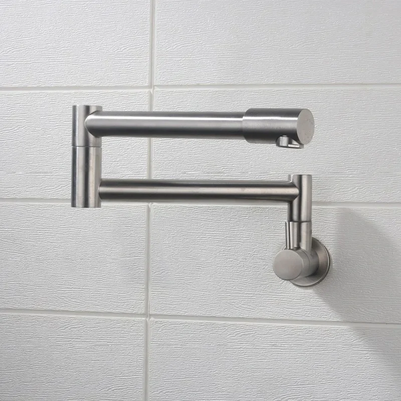 Wall Mounted Kitchen Faucets Bathroom Mop Pool Single Cold Faucet Foldable Stretchable Double Joint Swing Arms Single Handle Tap