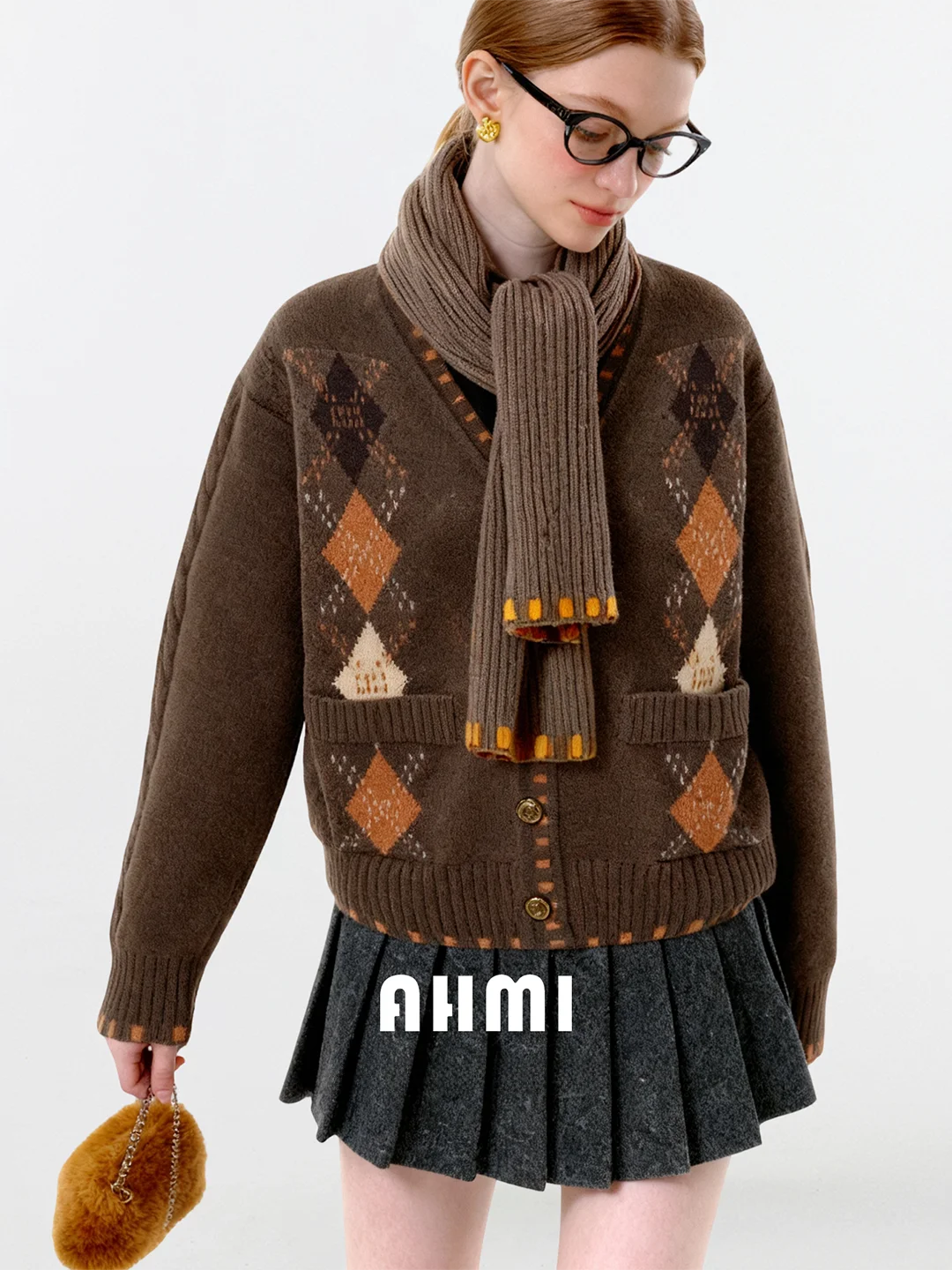 

Женский вязаный свитер AHMI Healing Velvet с V-образным вырезом, осенне-зимний, в студенческом стиле, свободного кроя, с длинными рукавами, теплый, модный