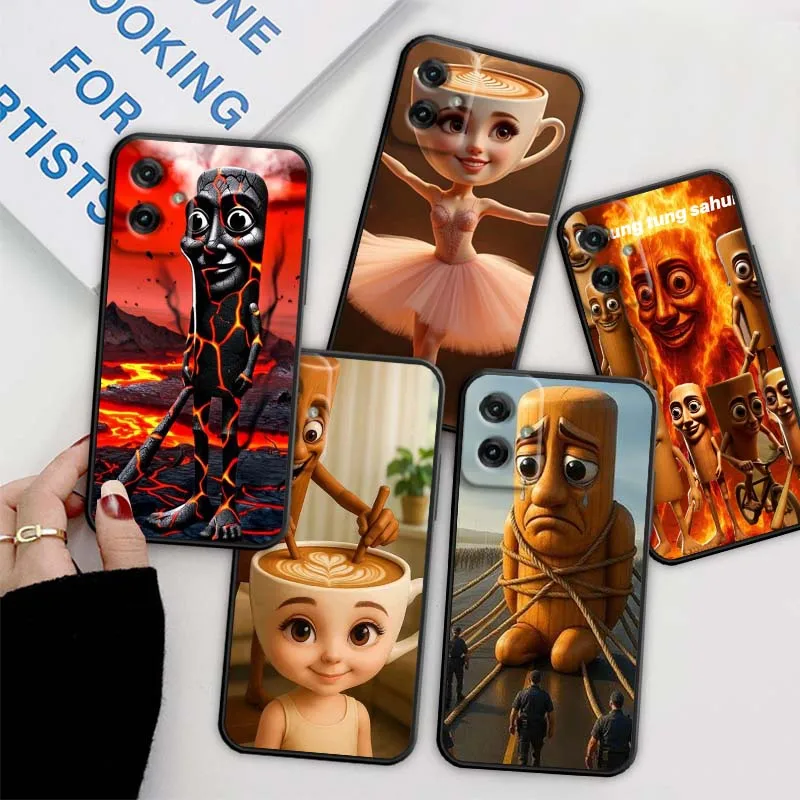 

Balerina Capucina Tung Sahur Phone Case For Motorola G85 Edge 50 G24 G35 G14 G04 40 G72 G34 G31 G Stylus G54 G13 G32 5G Black