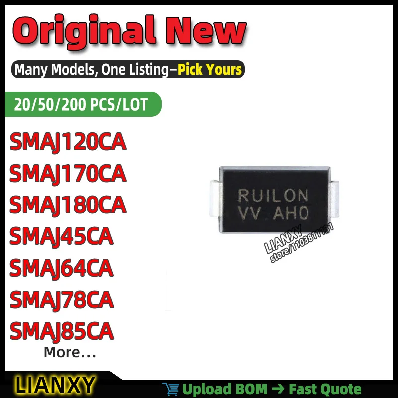 SMAJ45CA SMAJ85CA SMAJ64CA SMAJ120CA SMAJ170CA SMAJ78CA SMAJ180CA DO-214AC TRANSIENT VOLTAGE SUPPRESSOR DIODE New Original