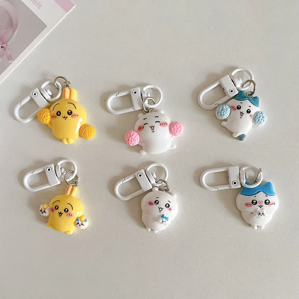 

Cartoon Chiikawa Hachiware Usagi Accessories Resin Cute Keychain Set Small Gift Girls Cute Student Bag Hanging Gifts