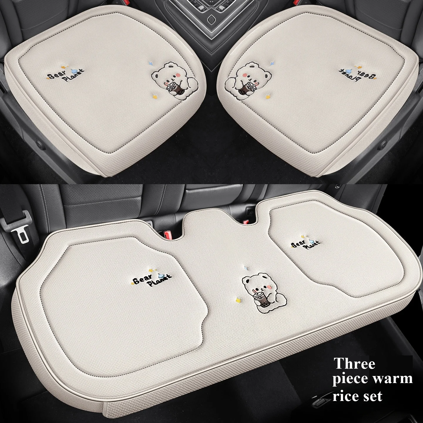 All seasons Car seat cushion -three-piece set complete set of cartoon-patterned car seat cover single-seat cover rear seat cushi