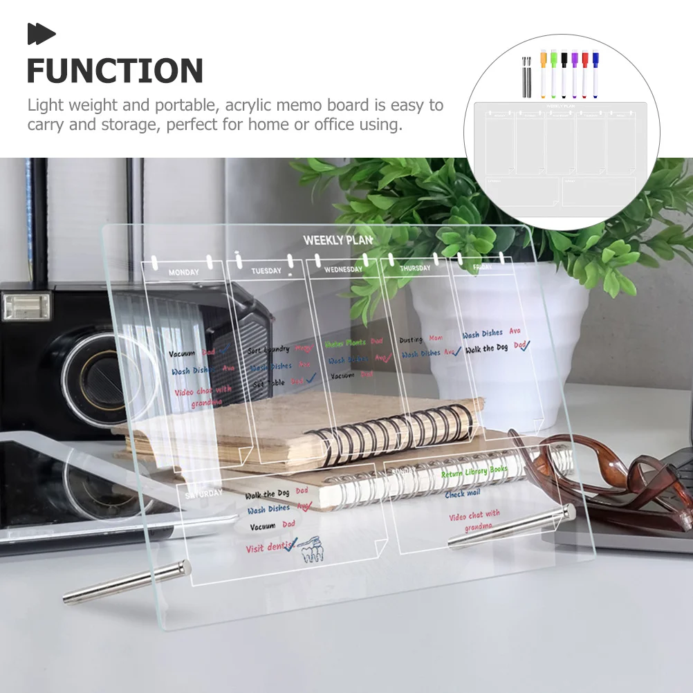 1 Set Acrylic Memo Board Multi-Function Message Table Board For Office Home Decoration Note Organizer Stationery Supply Printing