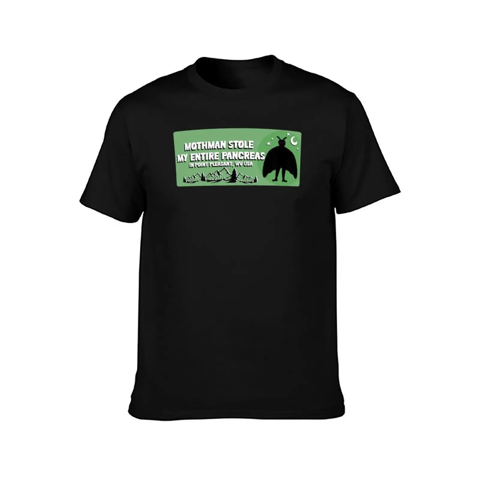 Mothman Stole My Entire Pancreas Bumper Sticker T-Shirt t shirts for man graphic tees T-Shirt