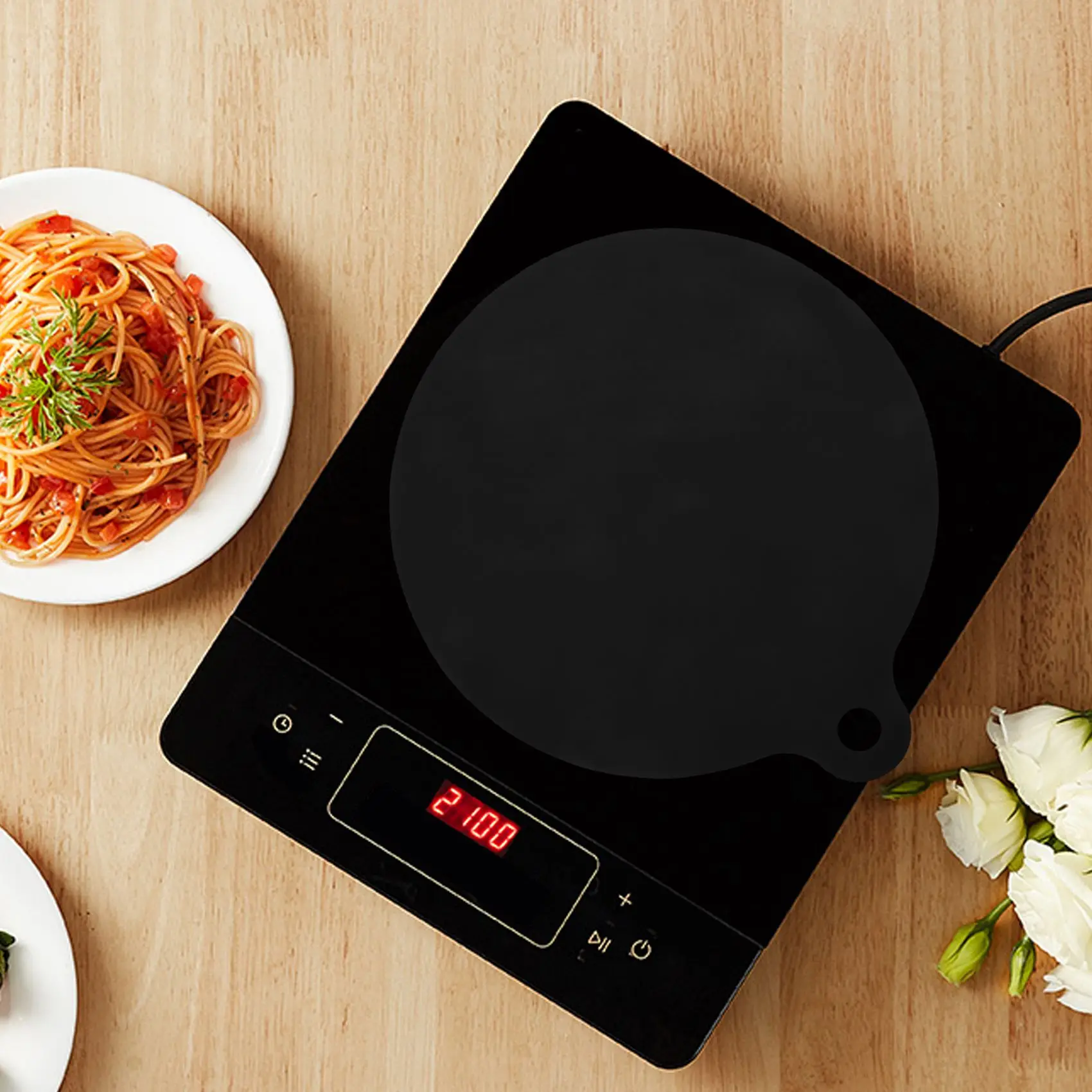 6 ชิ้น Induction Cooktop Mat Protector Nonslip ซิลิโคนความร้อนฉนวนกันความร้อน Pad ฝาครอบด้านบนความร้อนฉนวน Mat