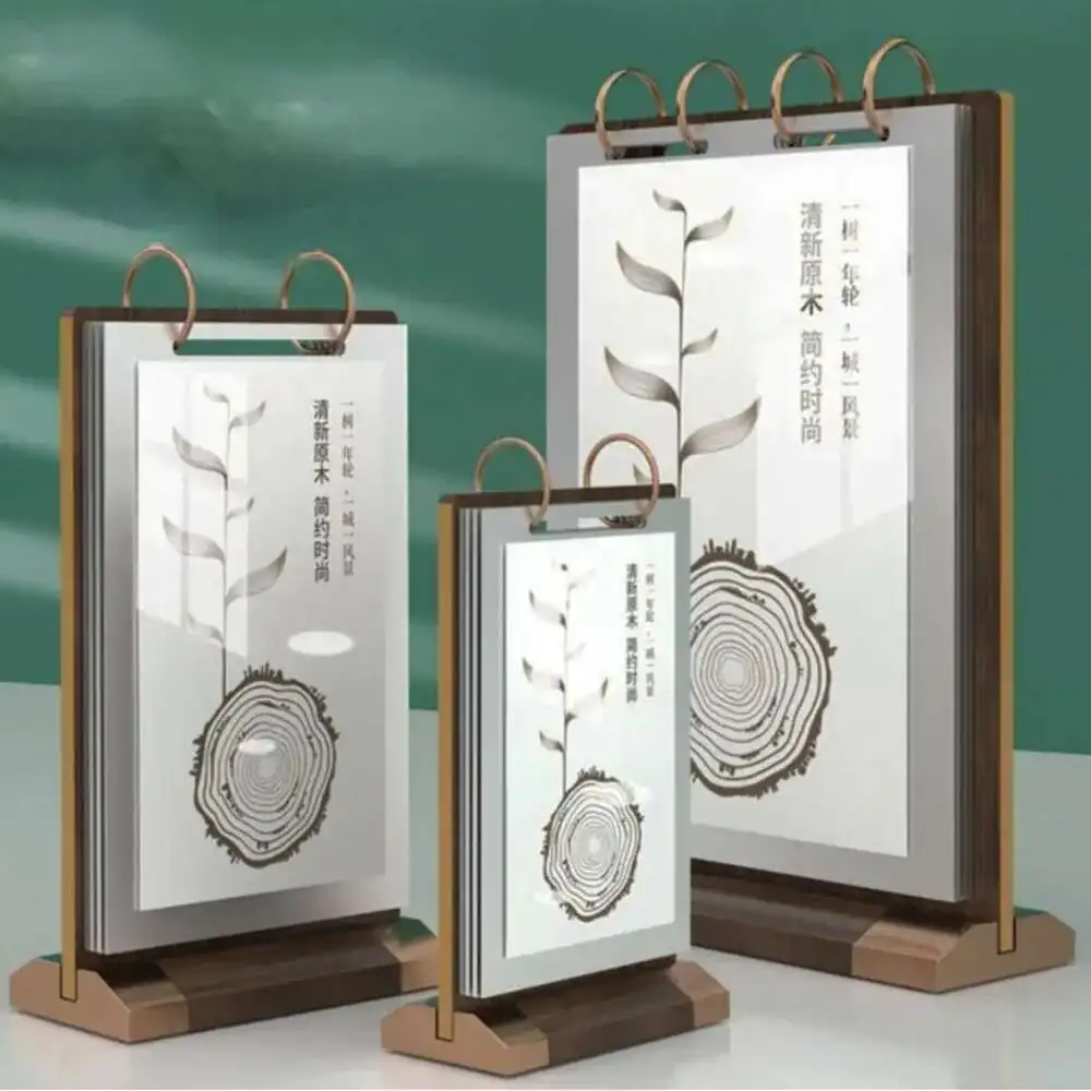 

A4 Page Turning Table Menu Sign Holders Card Display Stand For School Hotel Office Store Restaurant Poster Paper Label Frame