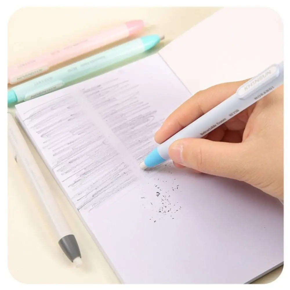 New Design Efficient Press Pencil Eraser Pen Style Writing Retractable Eraser Wiping Correction Pencil Rubber Student
