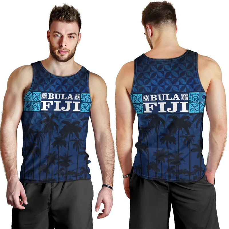 New 3D Fijian Tapa Style Flag Print Tank Top Fijian Independenceday Graphic Men Gym Clothing Kid Fashion Cool Tank Tops Clothing