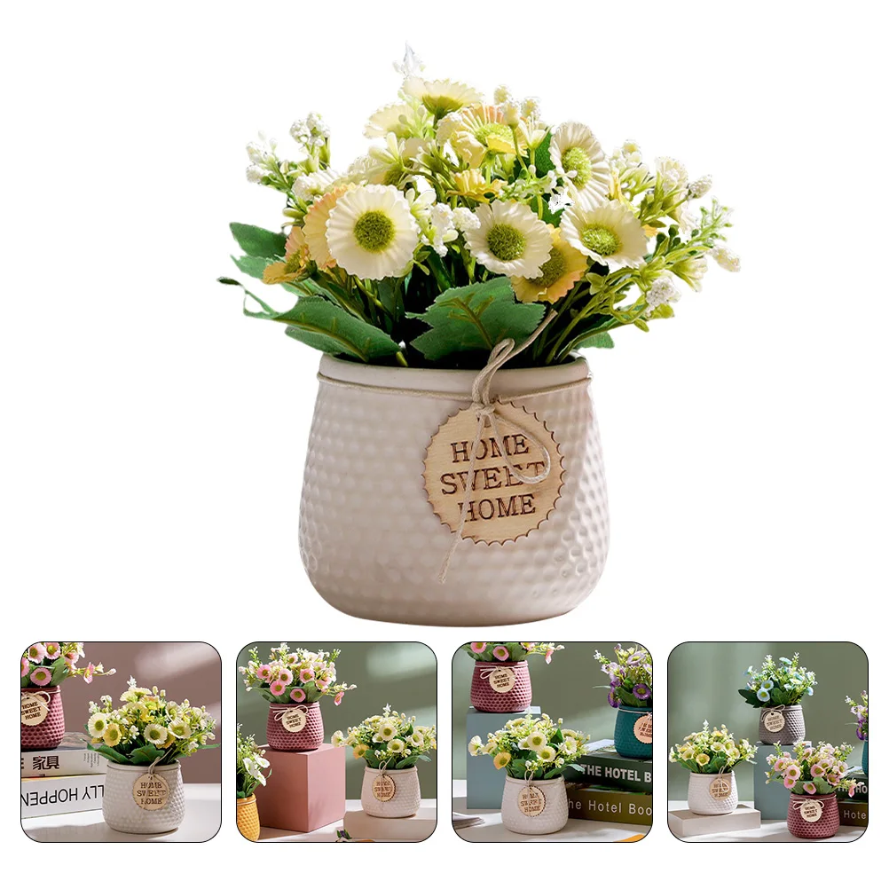 

Artificial Daisy Potted Plant 1Pcs Realistic Bonsai Decor Vivid Flower for Living Room Kitchen Bedroom Study Vivid Daisy Bonsai
