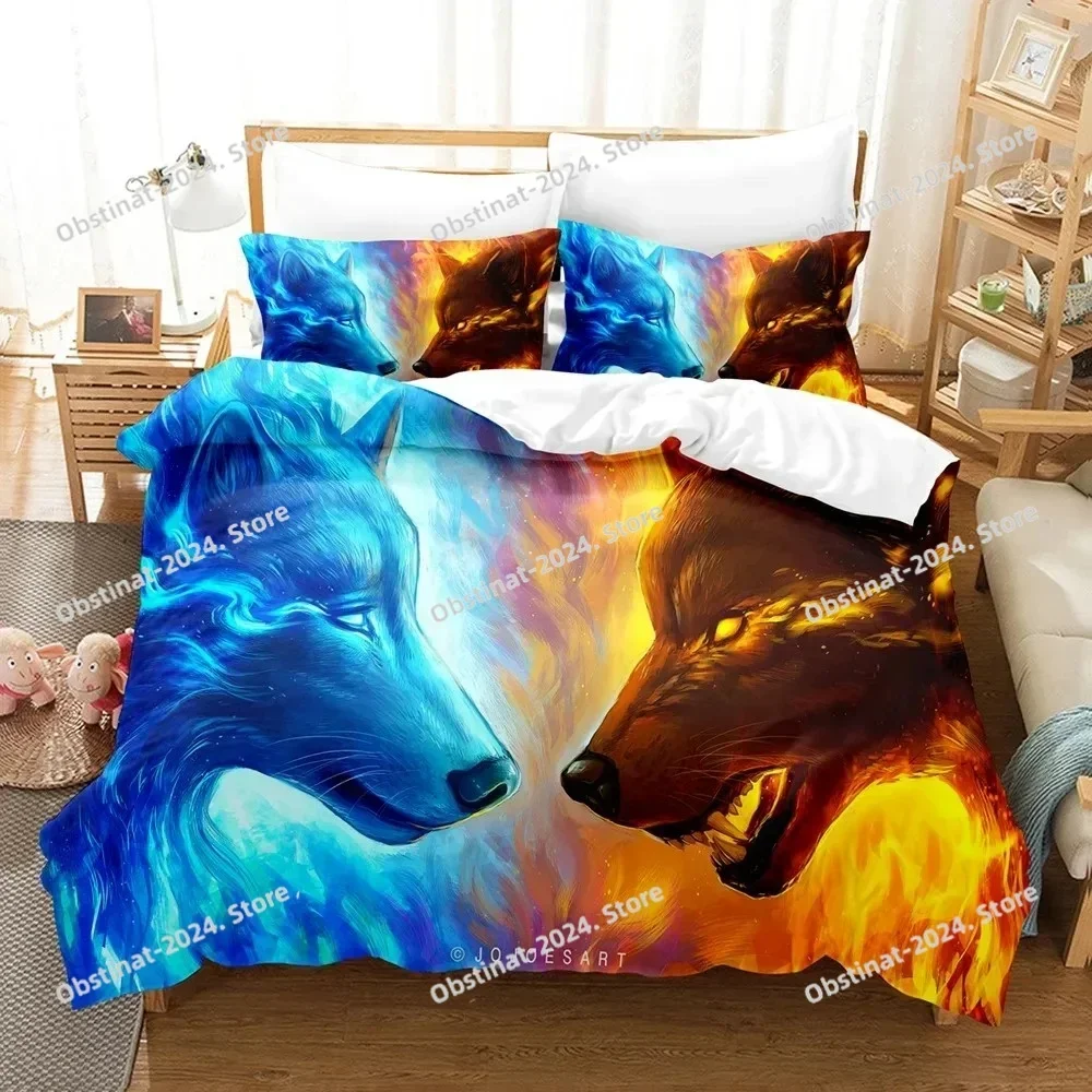 

Personality Wolf Bedding Set Single Twin Full Queen King Size Wolf Bed Set Aldult Kid Bedroom Duvetcover Sets 3D Print 032