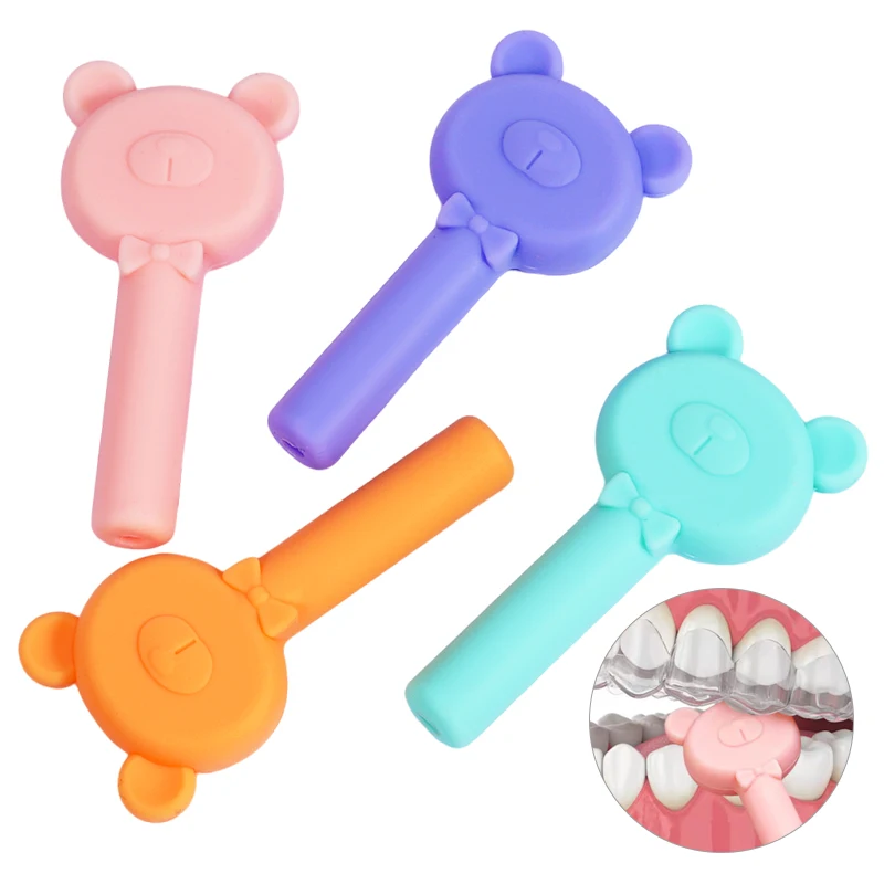 

1pc Cute bear-shaped orthodontic chewing gum food-grade silicone fruit-flavored for teeth correction