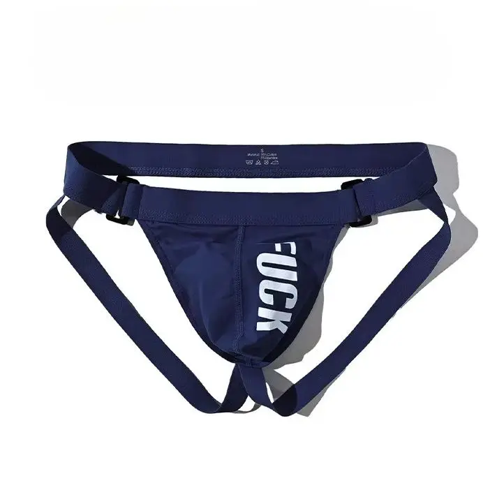 Men Letter Print Thong Underwear Breathable Backless Jockstrap Elastic U Convex Pouch Lingerie Panties