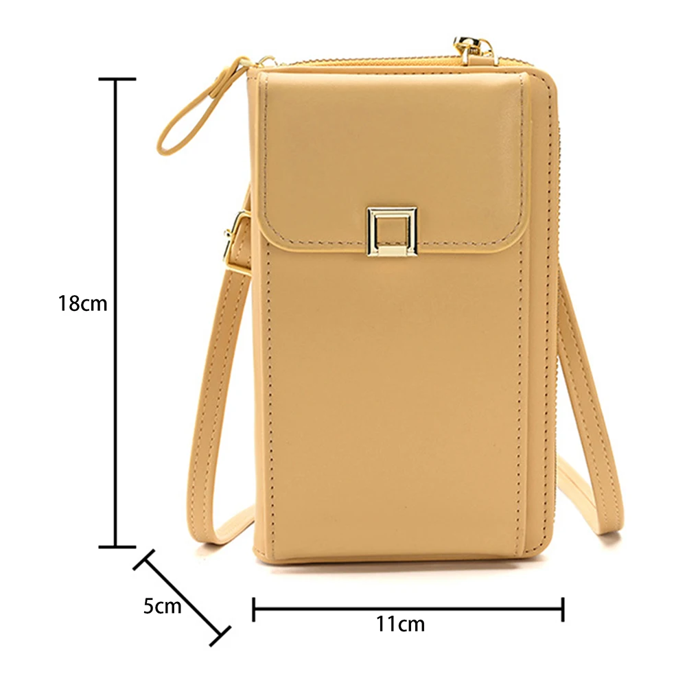 Women\'s Zipper Phone Bag Ladies Crossbody Adjustables Strap Shoulder Wallet Multi-Layer Crossbodys Phone Bag Small PU Leather