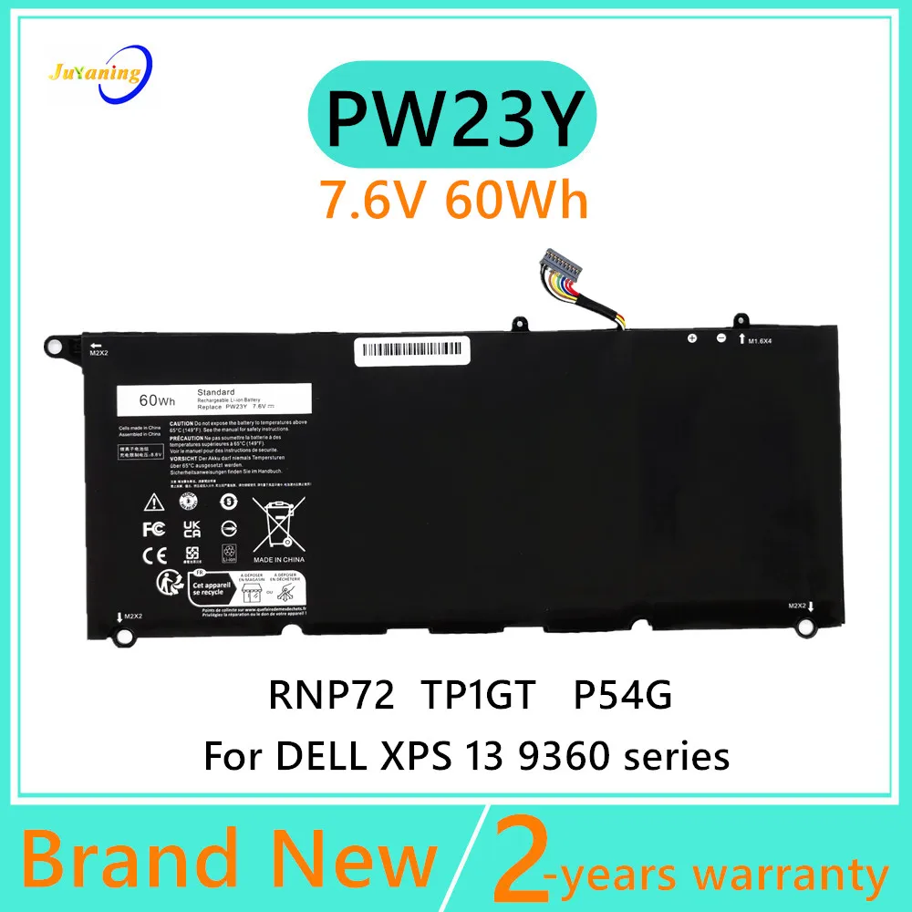 

PW23Y Laptop Battery For Dell XPS 13 9360 Series TP1GT RNP72 P54G 7.6V 60Wh