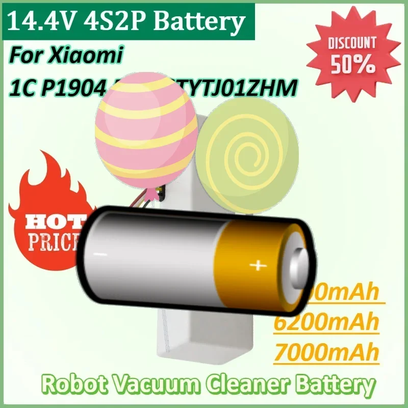 

14.4V 4S2P 7000mAh Sweeping Machine Battery for Xiaomi Mi Jia 1C P1904 MM STYTJ01ZHM Robot Vacuum Cleaner Accessory SKV4093GL
