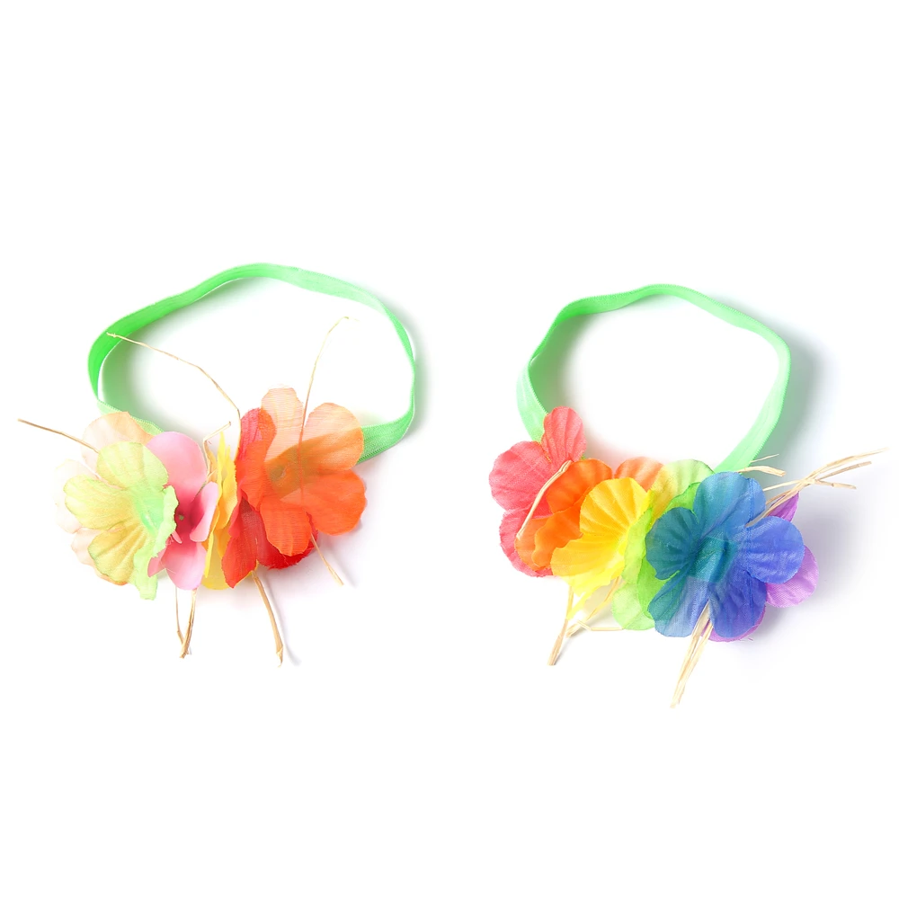 

Green Flowers Hawaii Tutu Skirt Outfit for Girls Hula Party Dress Up Costumes for Luau Ballet Princess Tutus with Garland
