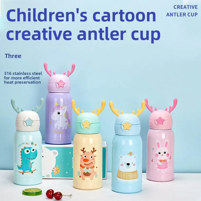 

Большая термокружка из нержавеющей стали на 36 унций с рисунком оленьих рожков, детская кружка с принтом, подарок