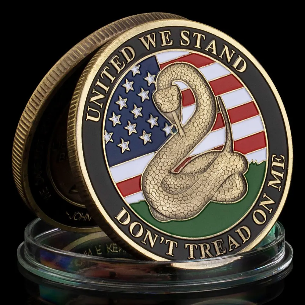 United We Stand Don't Tread on Me Challenge Coin Commemorative Coins Liberty Bell 1776