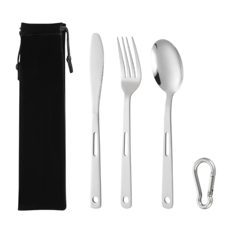 Camping Cutlery Set Stainless Steels Flatware for Outdoor Dining Easy to Clean 448D