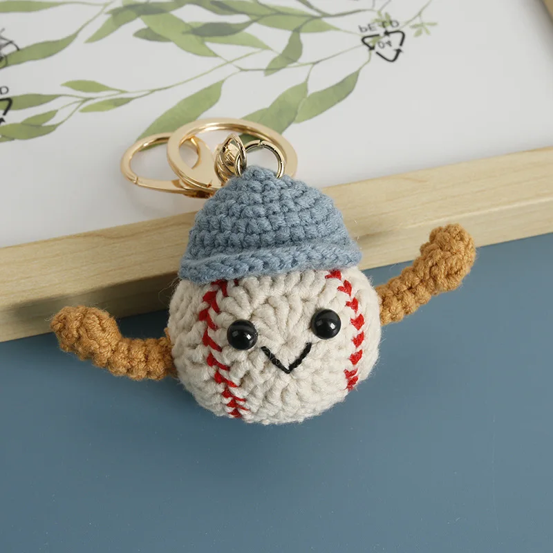 

Cute Tennis Doll Crochet Keyrings For Gifts Creative Handmaking Knitted Tennis Keychain Kawaii Sport Ball Series Keyring Pendant