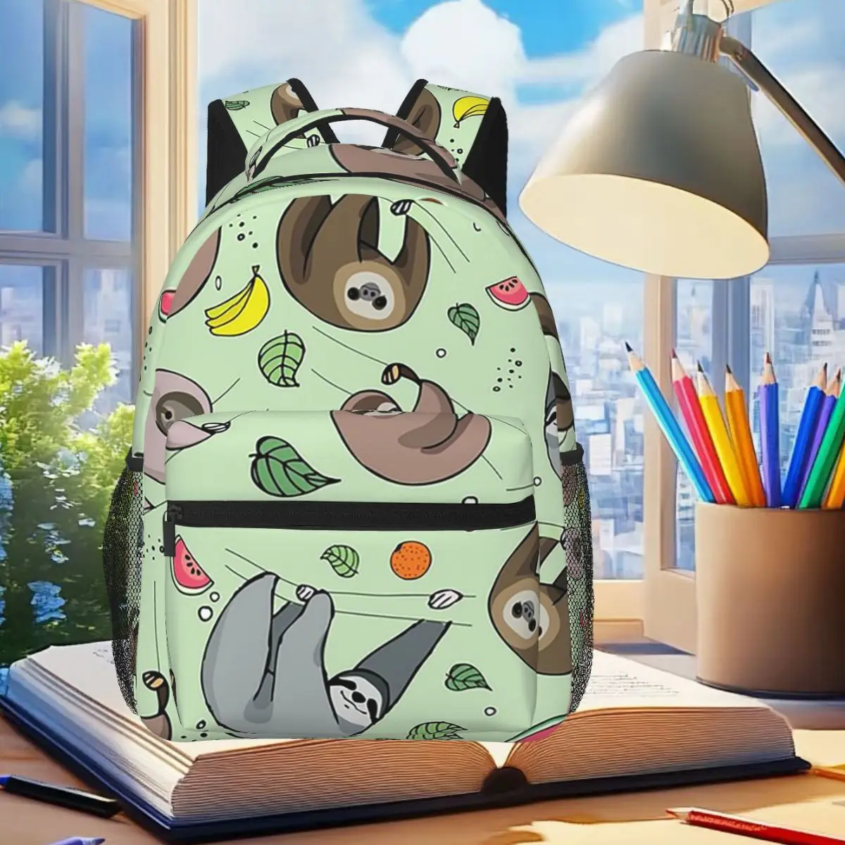 

Cute Sloth In The Branch Pattern Backpack Student Boys Girls BookBag Kids School Bag Laptop Shoulder Bags for Men Women