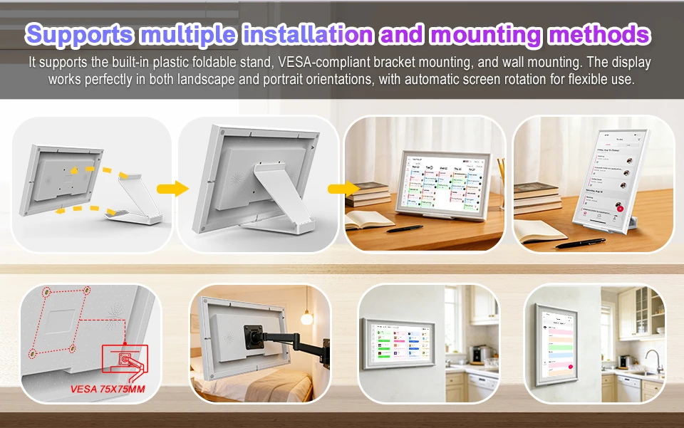 HGFRTEE 15,6-Zoll Smart Digitaler Kalender, FHD-Touchscreen-Display, Familienplaner & Digitaler Bilderrahmen, Wand-/Schreibtischmontage mit App – Detail 15