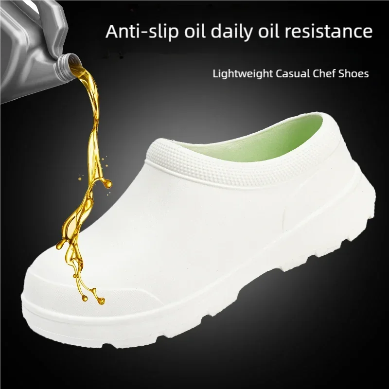 Chef shoes four seasons soft sole anti-slip oil-proof waterproof kitchen work shoes men's sandals garden shoes outdoor slippers