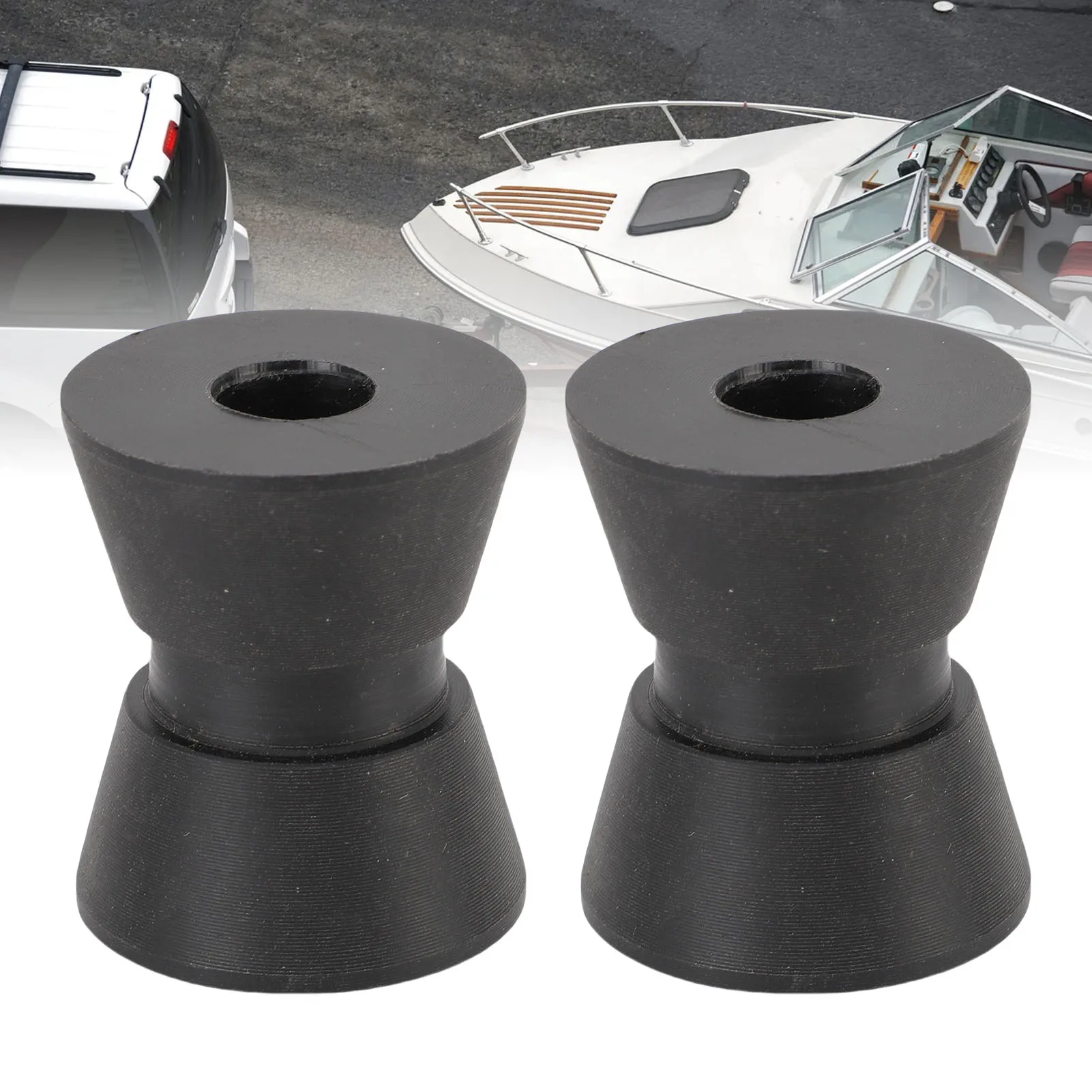 

2 шт. ролик прицепа для лодок 1,5 х 1,9 дюйма нейлоновый ролик с защитой от царапин для яхты, морской моторной лодки, черный ролик прицепа для лодки