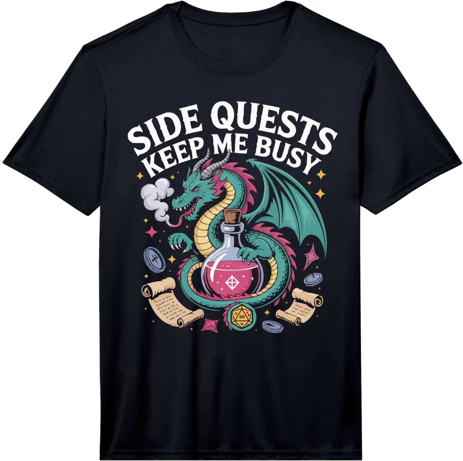 Mens Role Playing Master D20 Tabletop Funny RPG Gamer Performance T-Shirt 100% Cotton Trendy Y2K Short-Sleeve Tee – Soft,