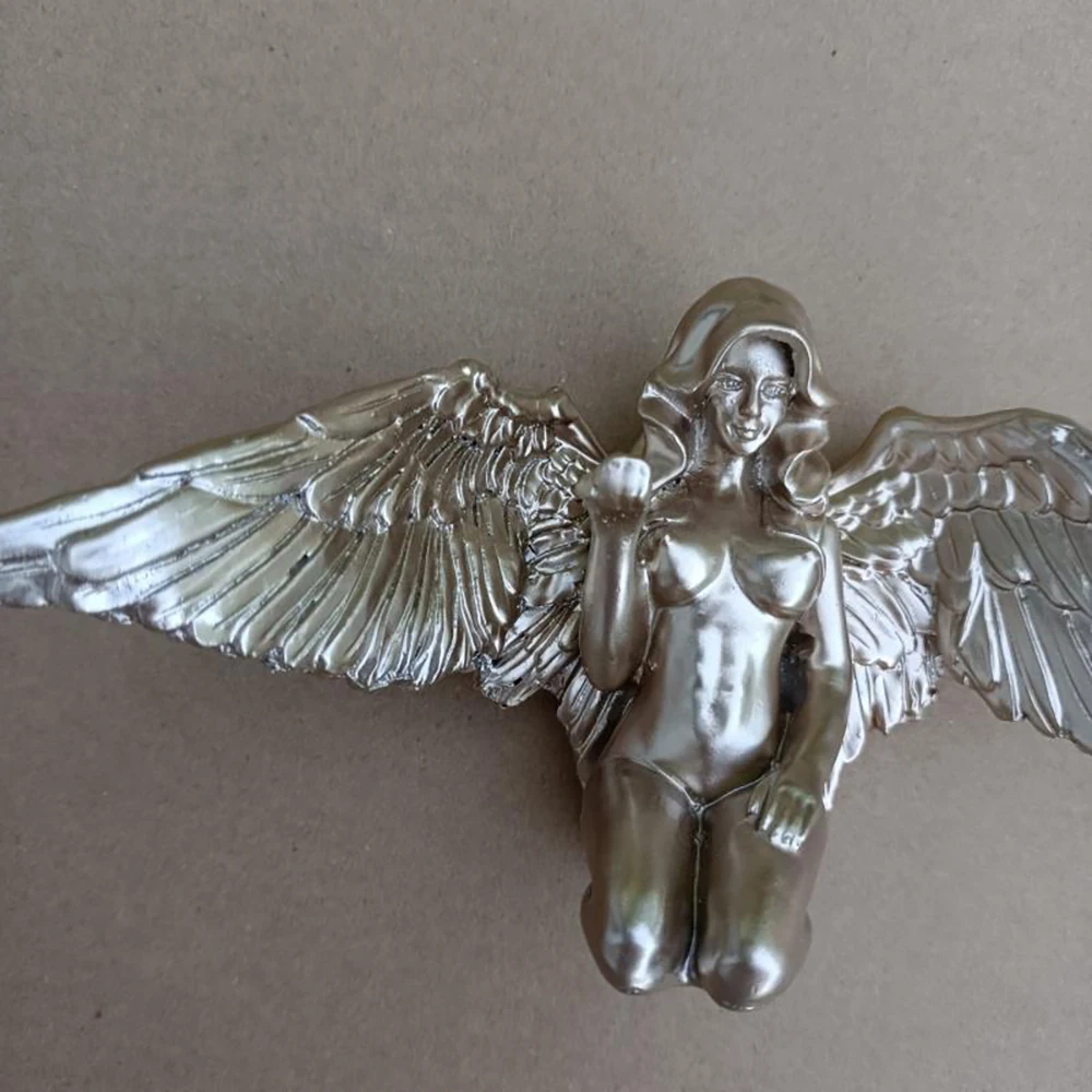 Silver and Gold Angel Wings Resin Handicraft Desktop Decoration 20x9x8cm Gardening Decoration Gift Doll Figure