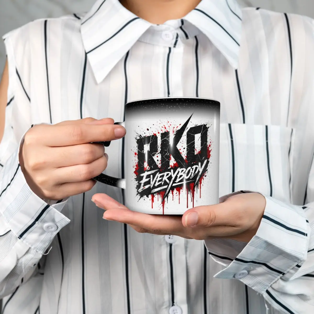 RKO Everybody Distressed Randy Orton Graphic Mug Funny Ceramic Coffee Cups Tea Mugs Milk Cup Drinkware Gift for Woman Man