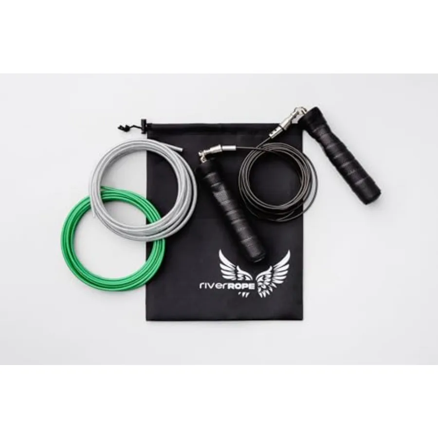 

Home cardio fat burning workout equipment: weighted jump rope set with adjustable 3-level training system tangle-free speed rop