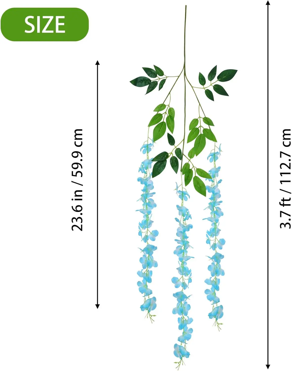 24 قطعة من زهور الوستارية المعلقة. 7 أقدام من الكرمة الاصطناعية سلسلة إكليل وهمية لحفلات الزفاف والحديقة الخارجية والخضرة لتزيين الحائط